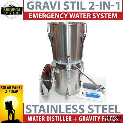 gravi stil gravity filter and survival water distiller
